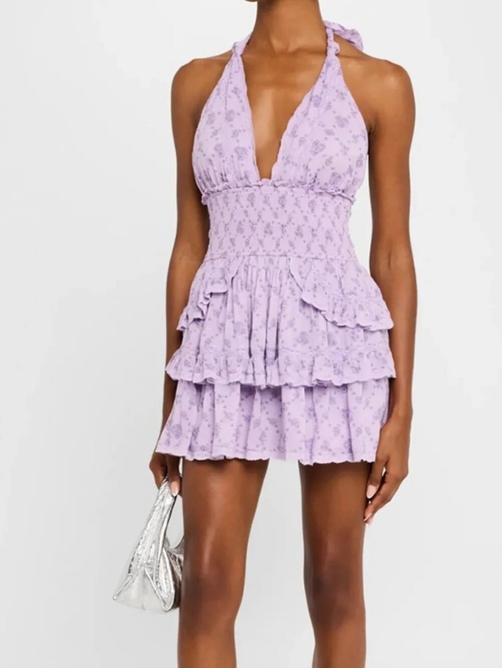 LoveShackFancy Nwt Deanna Lilac Dreams Halter Mini Dress Size XXL